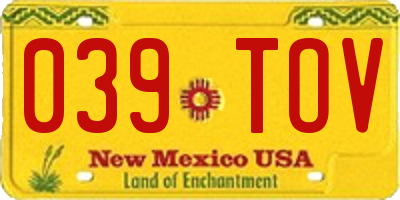 NM license plate 039TOV