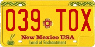 NM license plate 039TOX