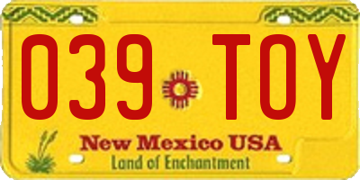 NM license plate 039TOY