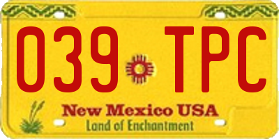 NM license plate 039TPC