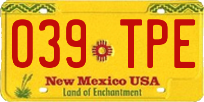 NM license plate 039TPE