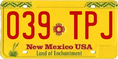 NM license plate 039TPJ