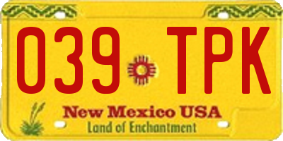NM license plate 039TPK