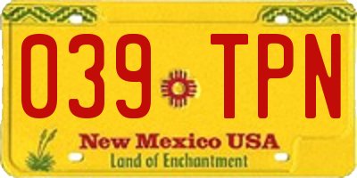 NM license plate 039TPN