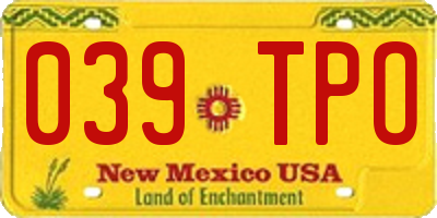 NM license plate 039TPO