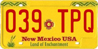 NM license plate 039TPQ