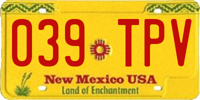 NM license plate 039TPV