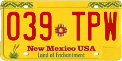 NM license plate 039TPW