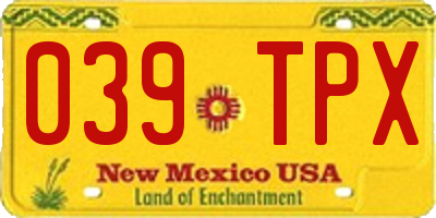 NM license plate 039TPX