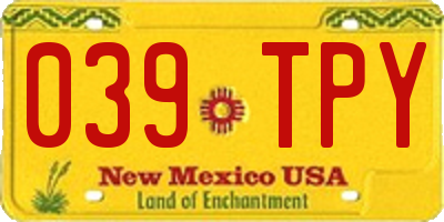 NM license plate 039TPY