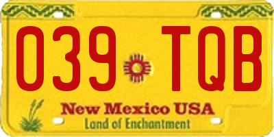 NM license plate 039TQB