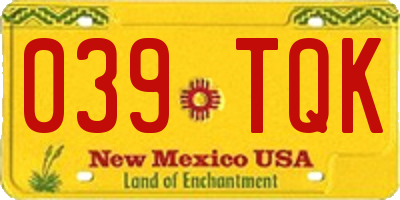 NM license plate 039TQK