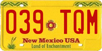 NM license plate 039TQM