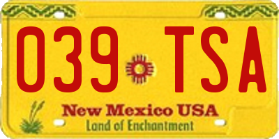 NM license plate 039TSA