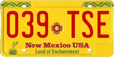 NM license plate 039TSE