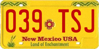 NM license plate 039TSJ