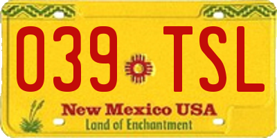 NM license plate 039TSL