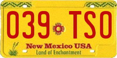 NM license plate 039TSO