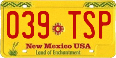 NM license plate 039TSP