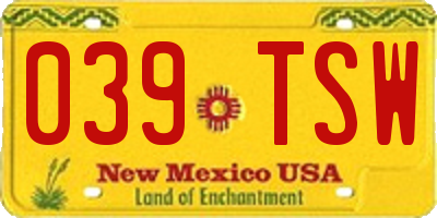 NM license plate 039TSW