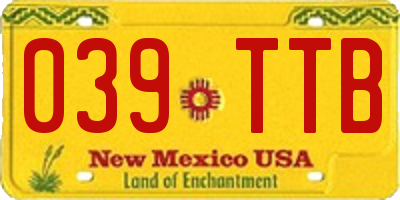 NM license plate 039TTB