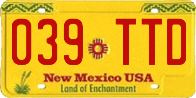 NM license plate 039TTD