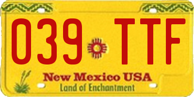 NM license plate 039TTF