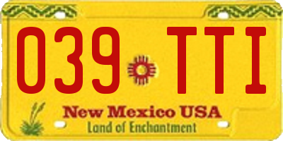 NM license plate 039TTI