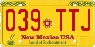 NM license plate 039TTJ