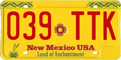 NM license plate 039TTK