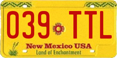 NM license plate 039TTL