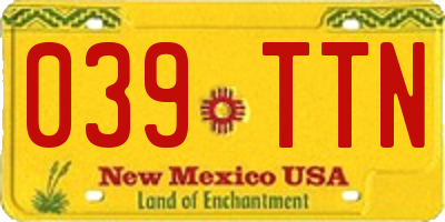 NM license plate 039TTN