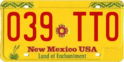 NM license plate 039TTO