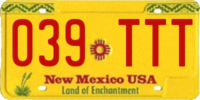 NM license plate 039TTT