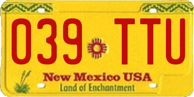 NM license plate 039TTU