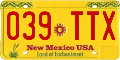 NM license plate 039TTX