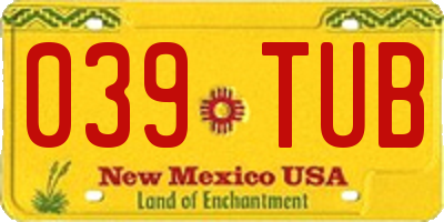 NM license plate 039TUB