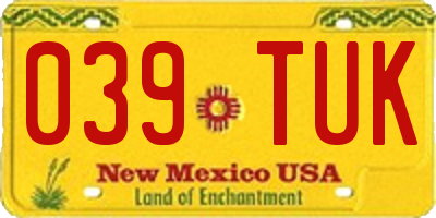 NM license plate 039TUK