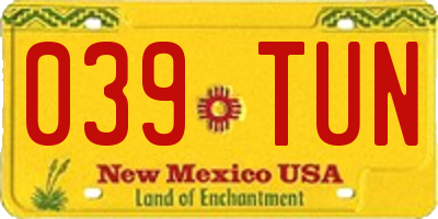 NM license plate 039TUN