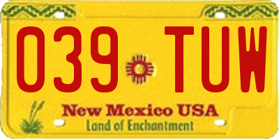 NM license plate 039TUW