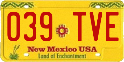 NM license plate 039TVE