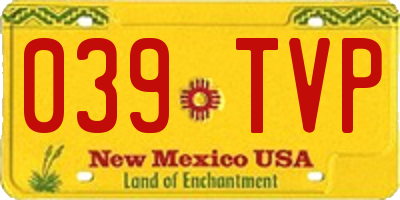 NM license plate 039TVP
