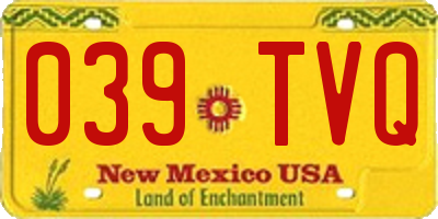 NM license plate 039TVQ