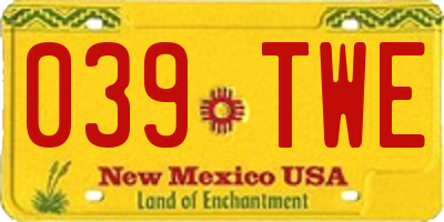 NM license plate 039TWE