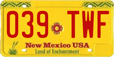 NM license plate 039TWF