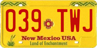 NM license plate 039TWJ