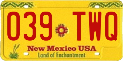NM license plate 039TWQ