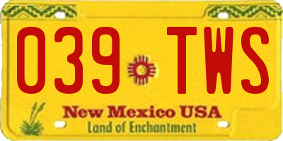 NM license plate 039TWS