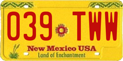 NM license plate 039TWW