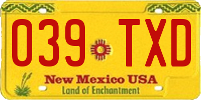 NM license plate 039TXD
